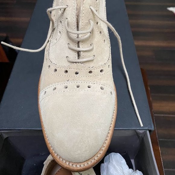 LOTTUSSE SUEDE LACE-UP Derby Oxford Brogues Beige EU 39 US 8.5 - Picture 4 of 11